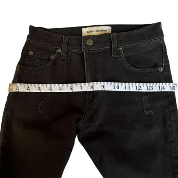 Reformation Camille Jeans Black Raw Hem - Picture 8 of 12
